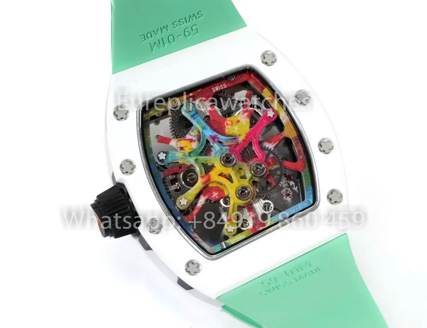 RICHARD MILLE RM 68-01 Tourbillon Cyril Kongo Watch 1:1 Best Clone RM Fabbrica Green Case Rubber Yellow cinturino