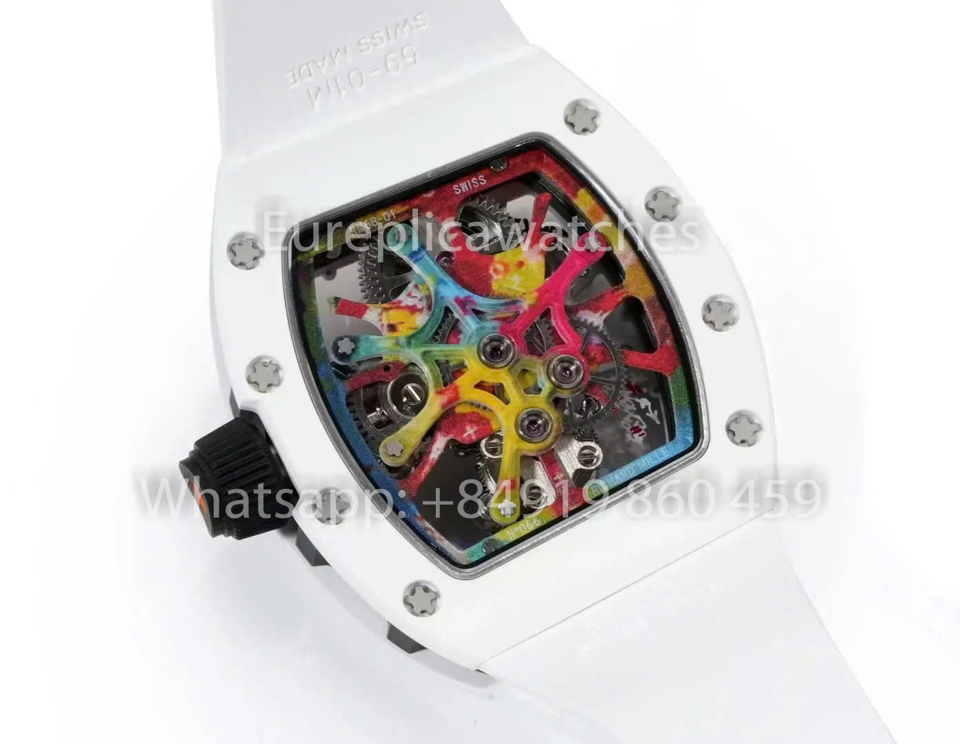 RICHARD MILLE RM 68-01 Tourbillon Cyril Kongo Watch 1:1 Best Clone RM Fabbrica White Case Rubber Yellow cinturino