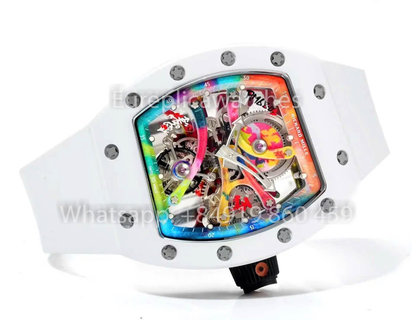 RICHARD MILLE RM 68-01 Tourbillon Cyril Kongo Watch 1:1 Best Clone RM Fabbrica White Case Rubber Yellow cinturino