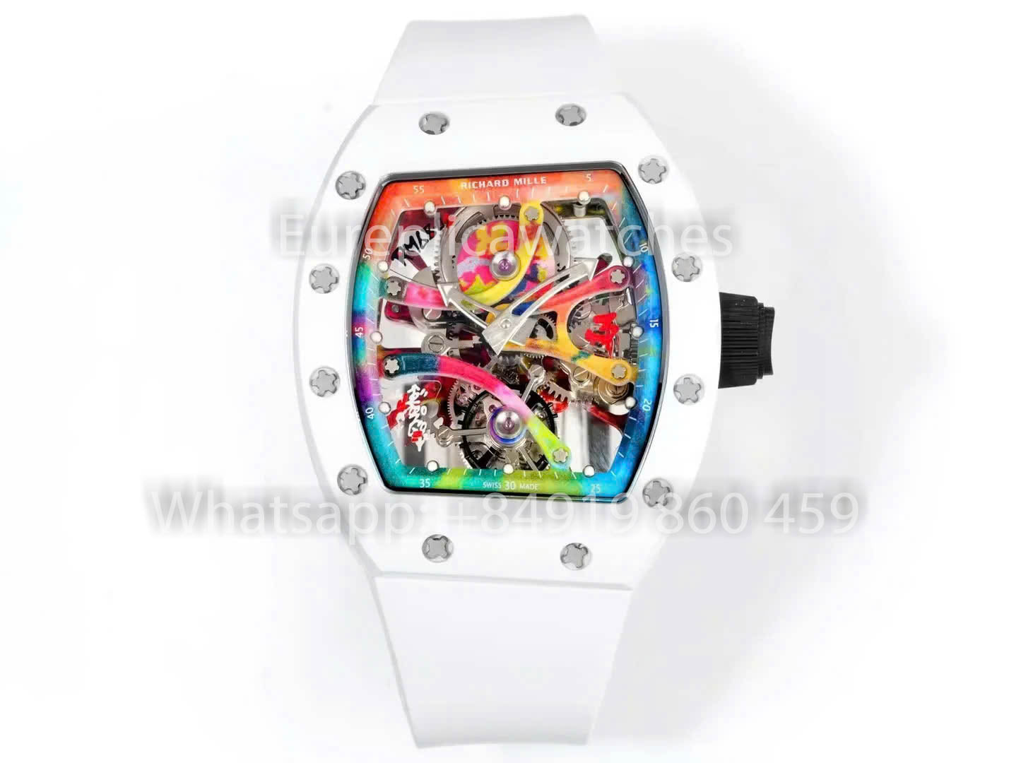 RICHARD MILLE RM 68-01 Tourbillon Cyril Kongo Watch 1:1 Best Clone RM Fabbrica White Case Rubber Yellow cinturino