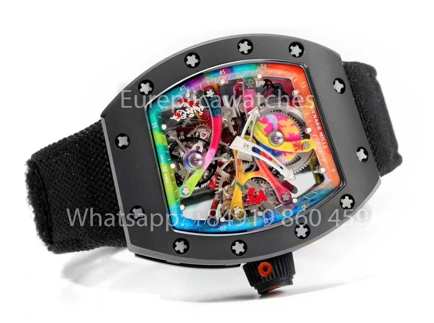 RICHARD MILLE RM 68-01 Tourbillon Cyril Kongo Watch 1:1 Best Clone RM Fabbrica Black Case Velcro cinturino
