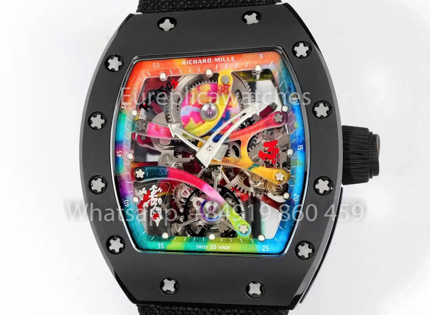 RICHARD MILLE RM 68-01 Tourbillon Cyril Kongo Watch 1:1 Best Clone RM Fabbrica Black Case Velcro cinturino