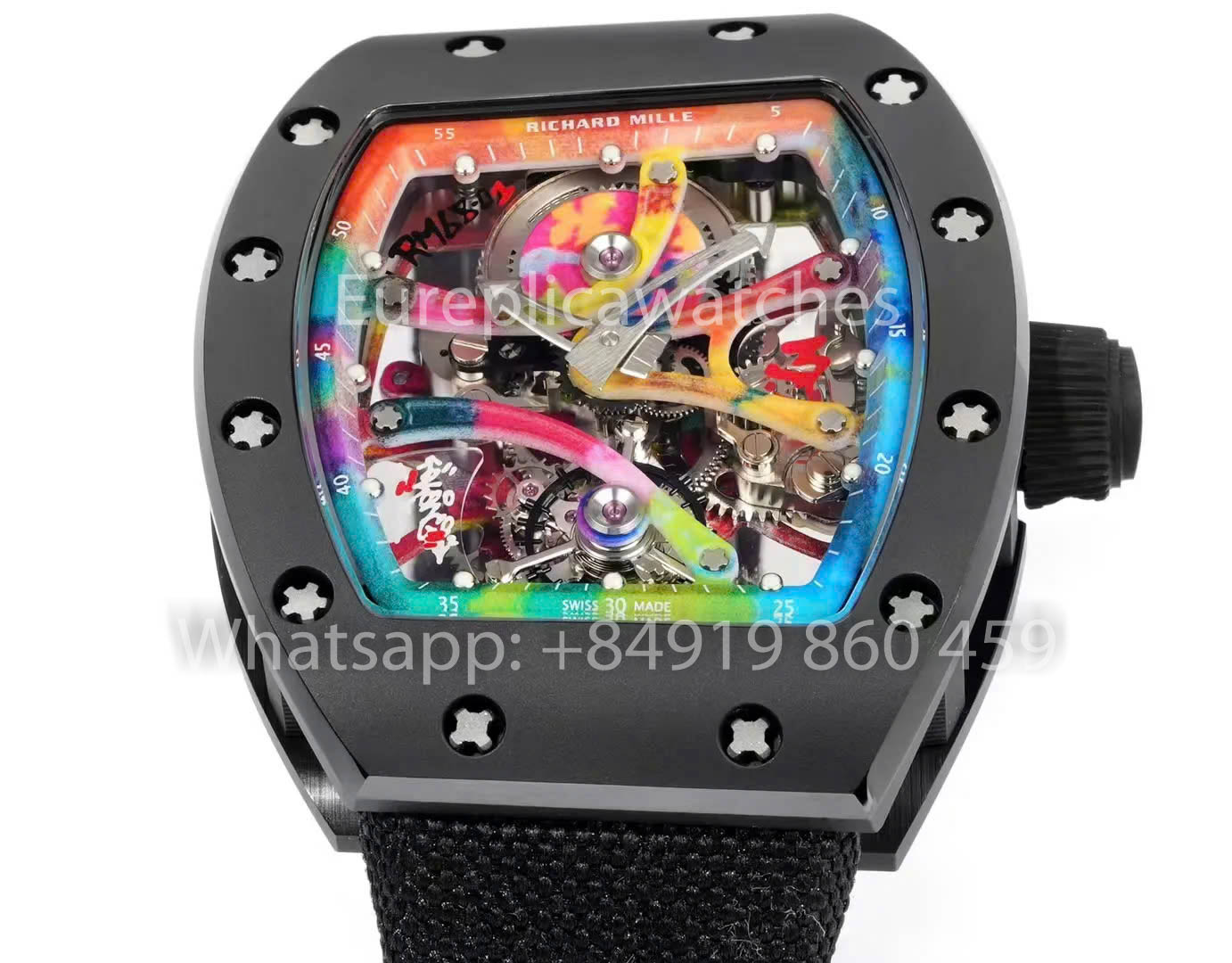 RICHARD MILLE RM 68-01 Tourbillon Cyril Kongo Watch 1:1 Best Clone RM Fabbrica Black Case Velcro cinturino
