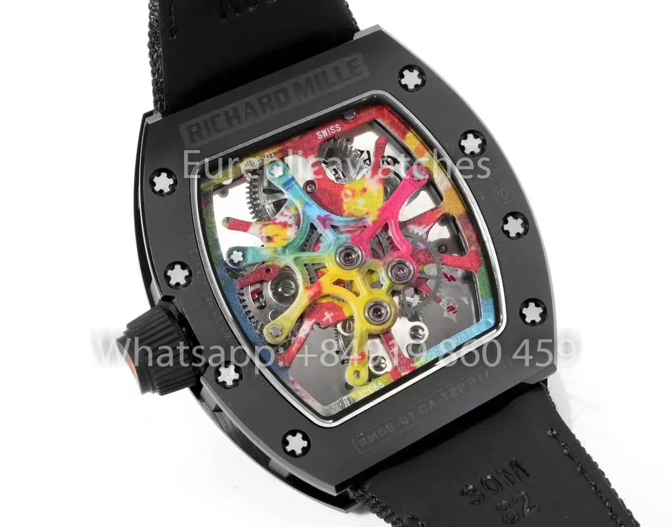RICHARD MILLE RM 68-01 Tourbillon Cyril Kongo Watch 1:1 Best Clone RM Fabbrica Black Case Velcro cinturino