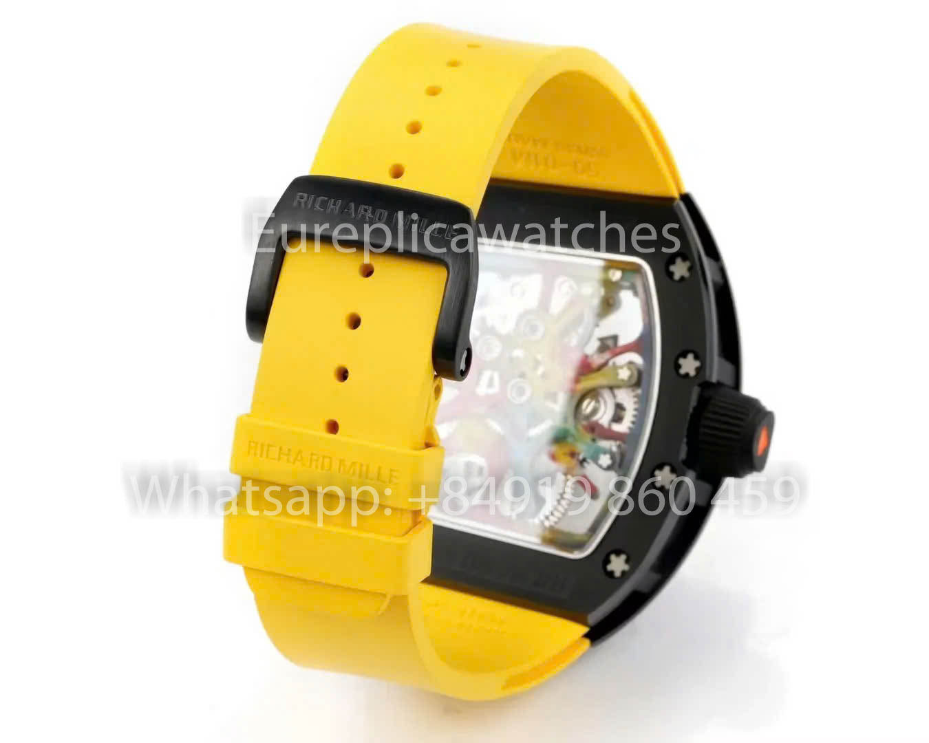 RICHARD MILLE RM 68-01 Tourbillon Cyril Kongo Watch 1:1 Best Clone RM Fabbrica Black Case Yellow Rubber cinturino