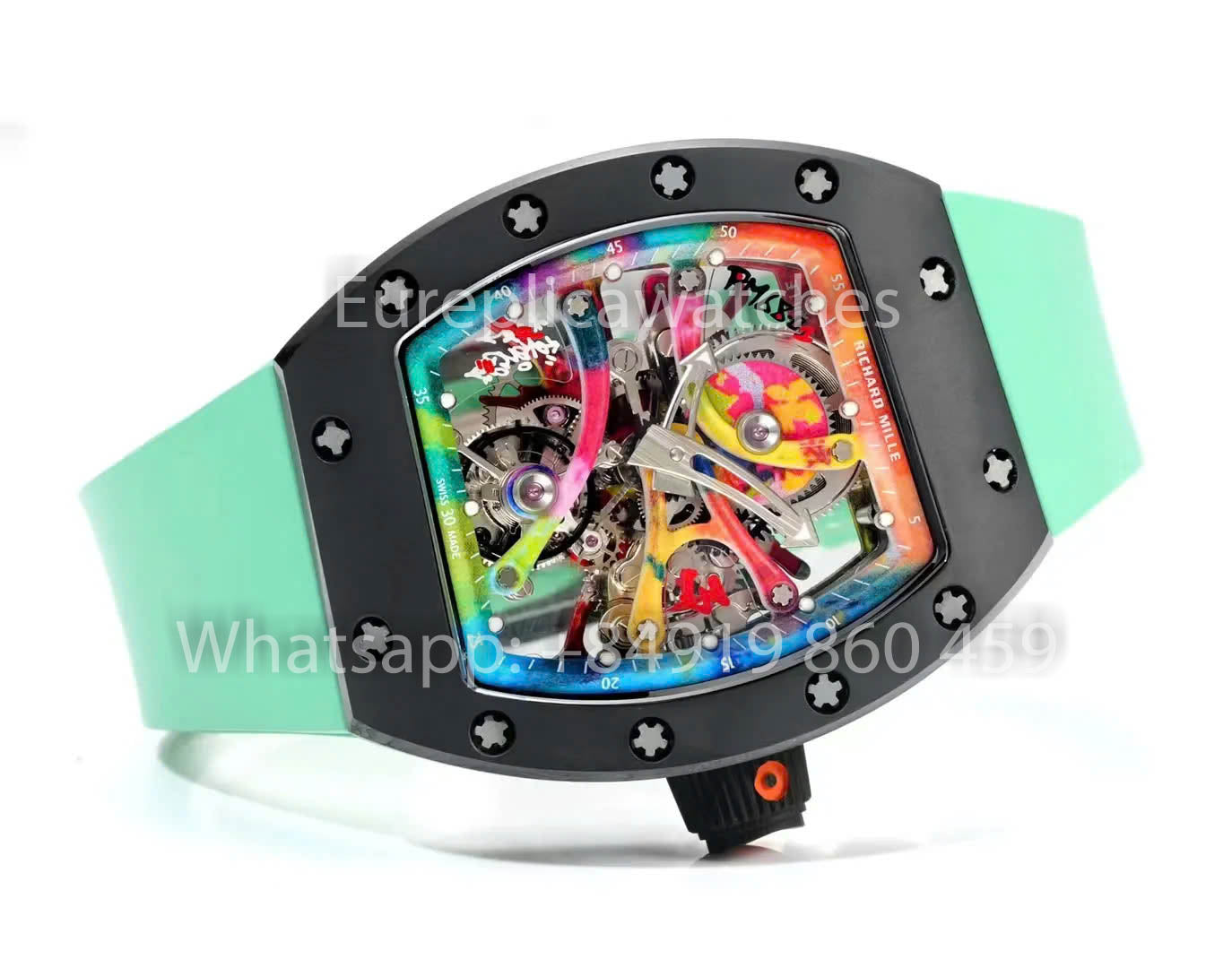 RICHARD MILLE RM 68-01 Tourbillon Cyril Kongo Watch 1:1 Best Clone RM Fabbrica Black Case Green Rubber cinturino