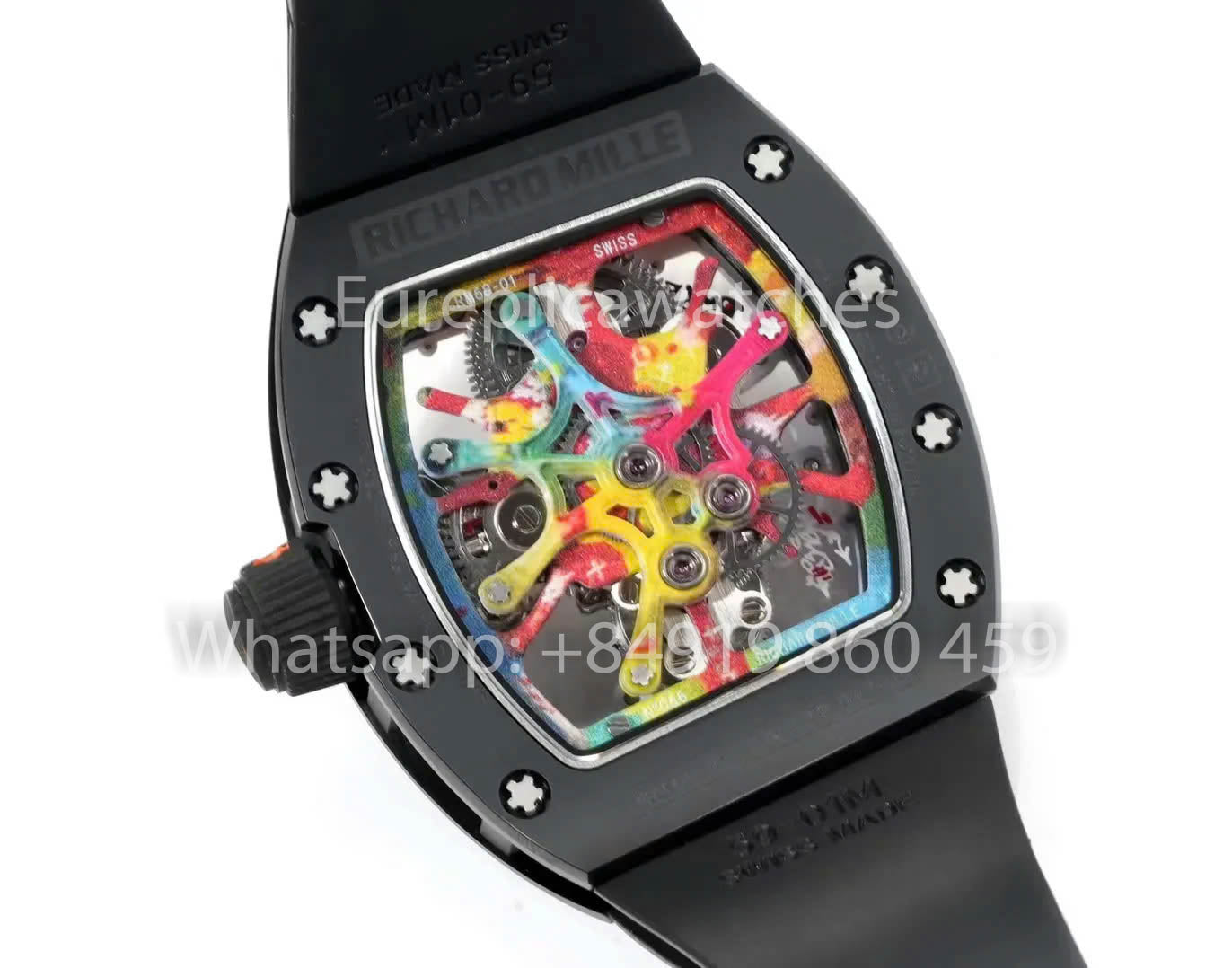 RICHARD MILLE RM 68-01 Tourbillon Cyril Kongo Watch 1:1 Best Clone RM Fabbrica Black Case Black Rubber cinturino