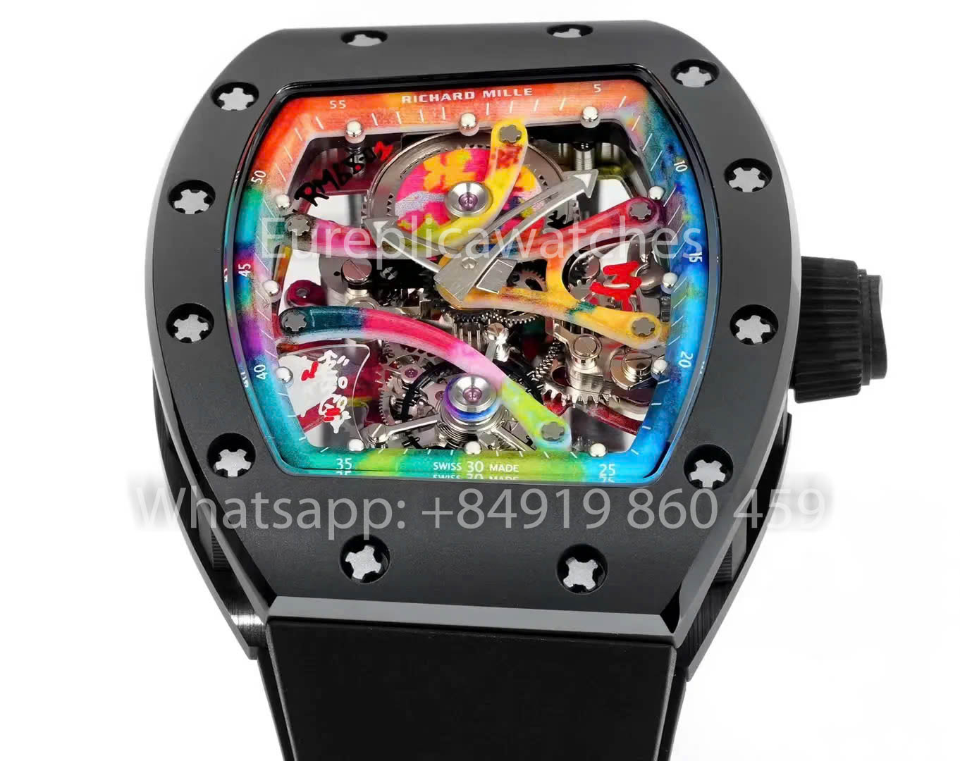RICHARD MILLE RM 68-01 Tourbillon Cyril Kongo Watch 1:1 Best Clone RM Fabbrica Black Case Black Rubber cinturino