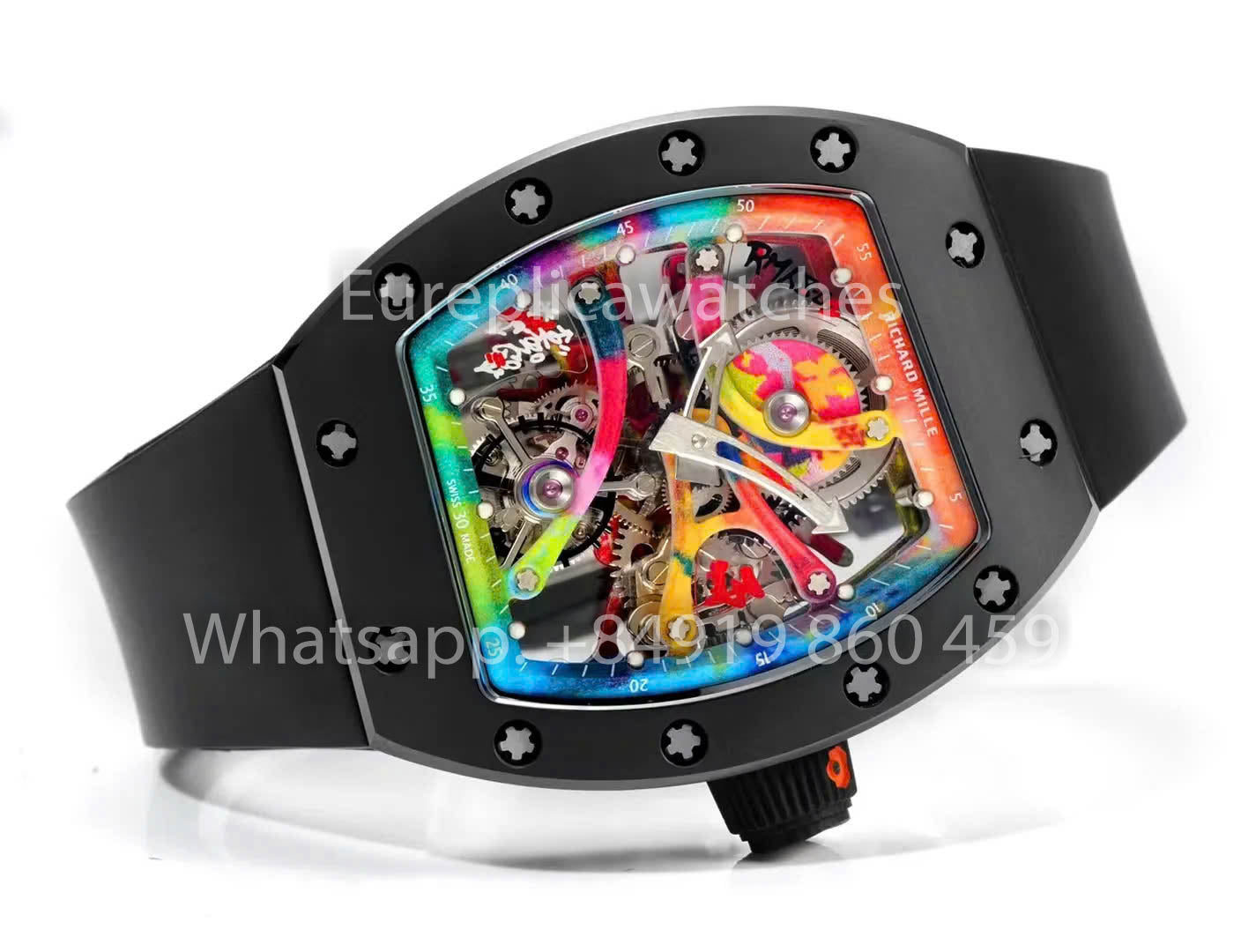 RICHARD MILLE RM 68-01 Tourbillon Cyril Kongo Watch 1:1 Best Clone RM Fabbrica Black Case Black Rubber cinturino