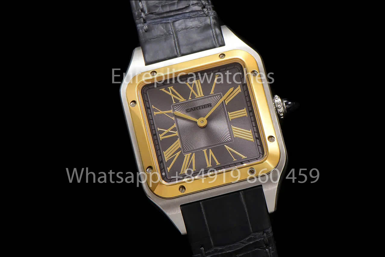 Cartier Santos-Dumont W2SA0015 1:1 Best Clone F1 Fabbrica Grigio quadrante Yellow Oro lunetta