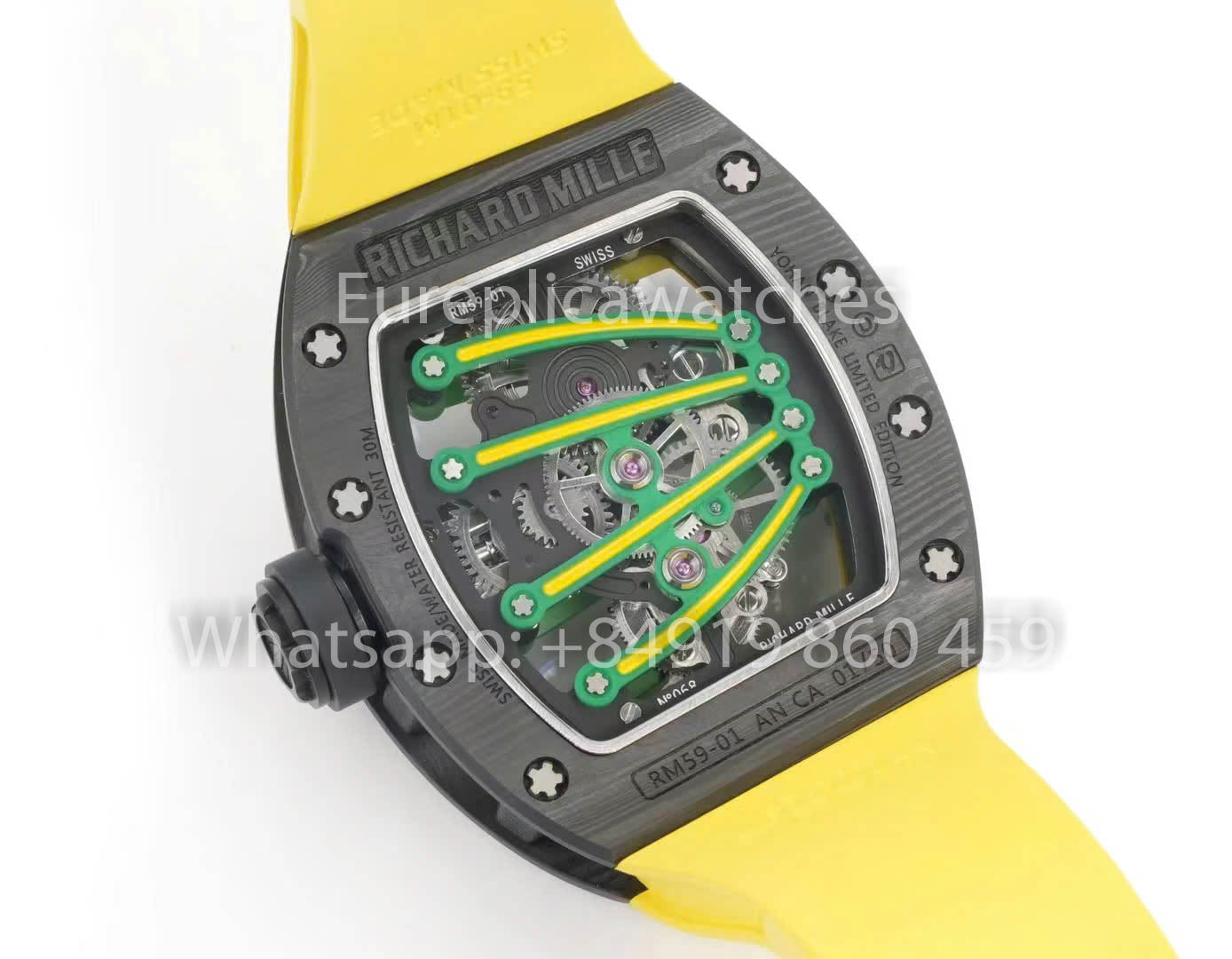 RICHARD MILLE RM59-01 RM5901 NTPT Carbon Case 1:1 Best Clone RM Fabbrica Yellow cinturino
