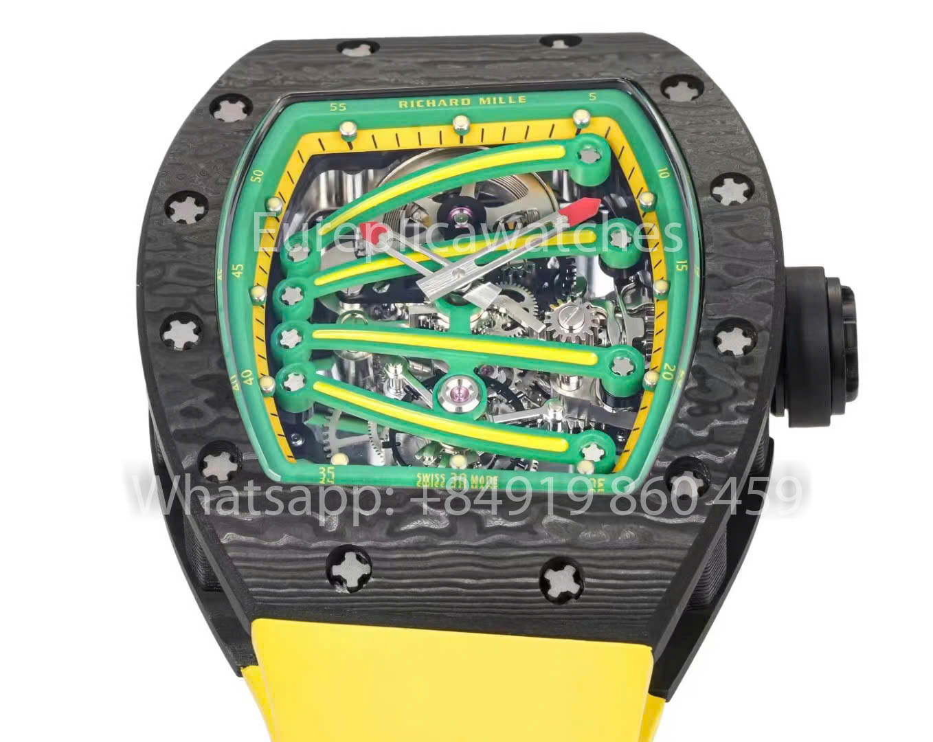 RICHARD MILLE RM59-01 RM5901 NTPT Carbon Case 1:1 Best Clone RM Fabbrica Yellow cinturino
