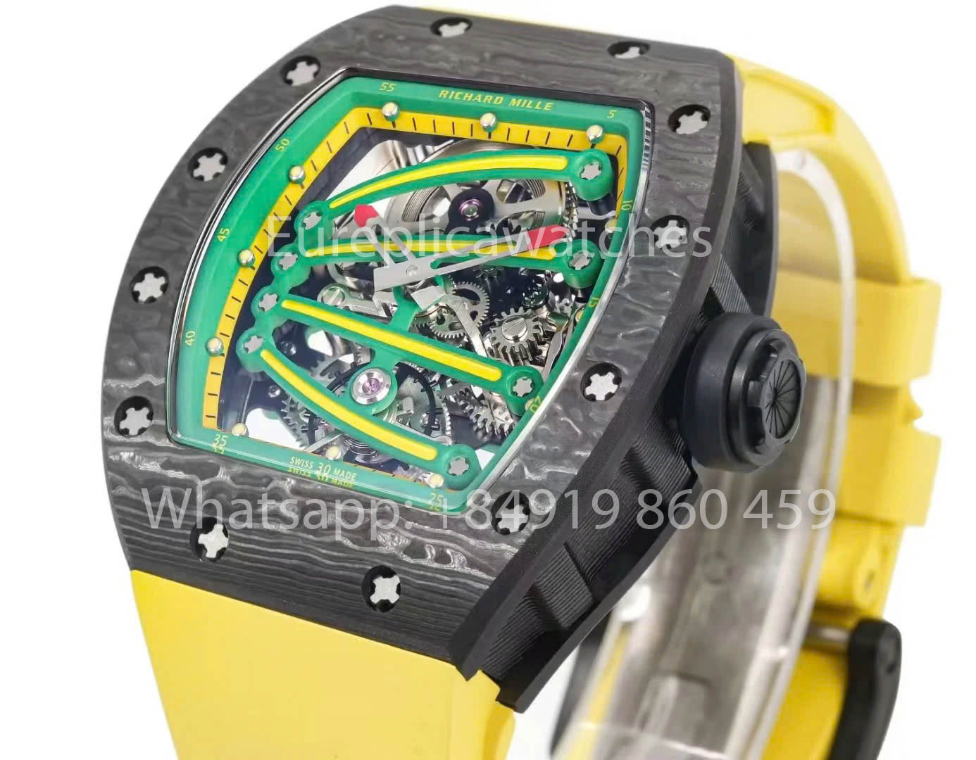 RICHARD MILLE RM59-01 RM5901 NTPT Carbon Case 1:1 Best Clone RM Fabbrica Yellow cinturino