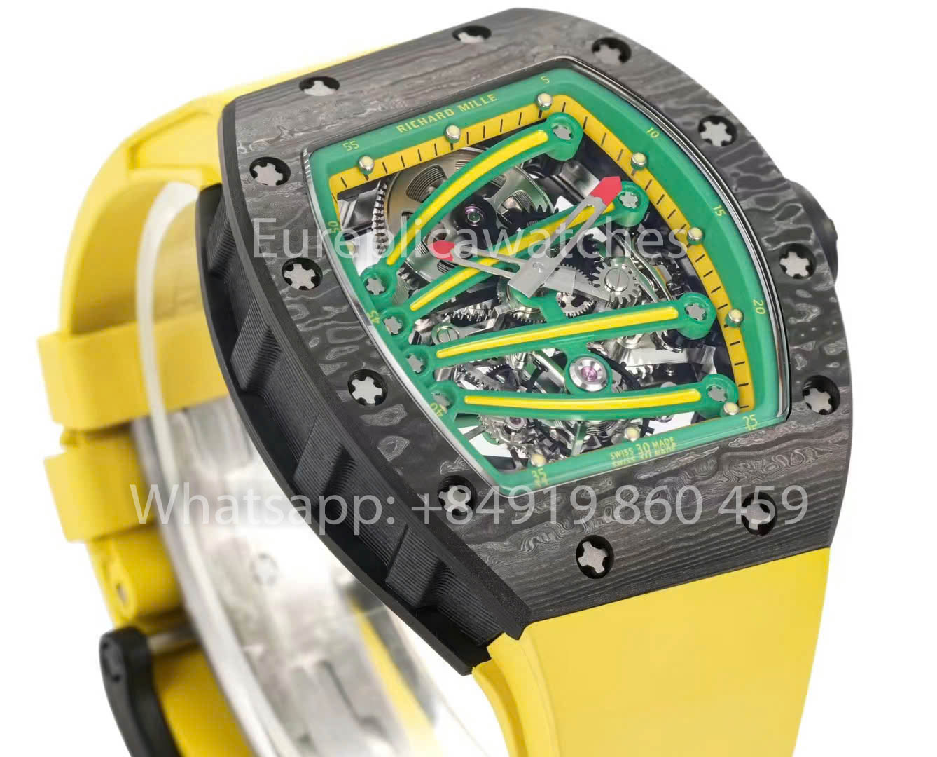 RICHARD MILLE RM59-01 RM5901 NTPT Carbon Case 1:1 Best Clone RM Fabbrica Yellow cinturino