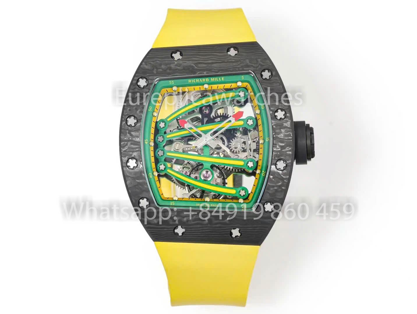 RICHARD MILLE RM59-01 RM5901 NTPT Carbon Case 1:1 Best Clone RM Fabbrica Yellow cinturino