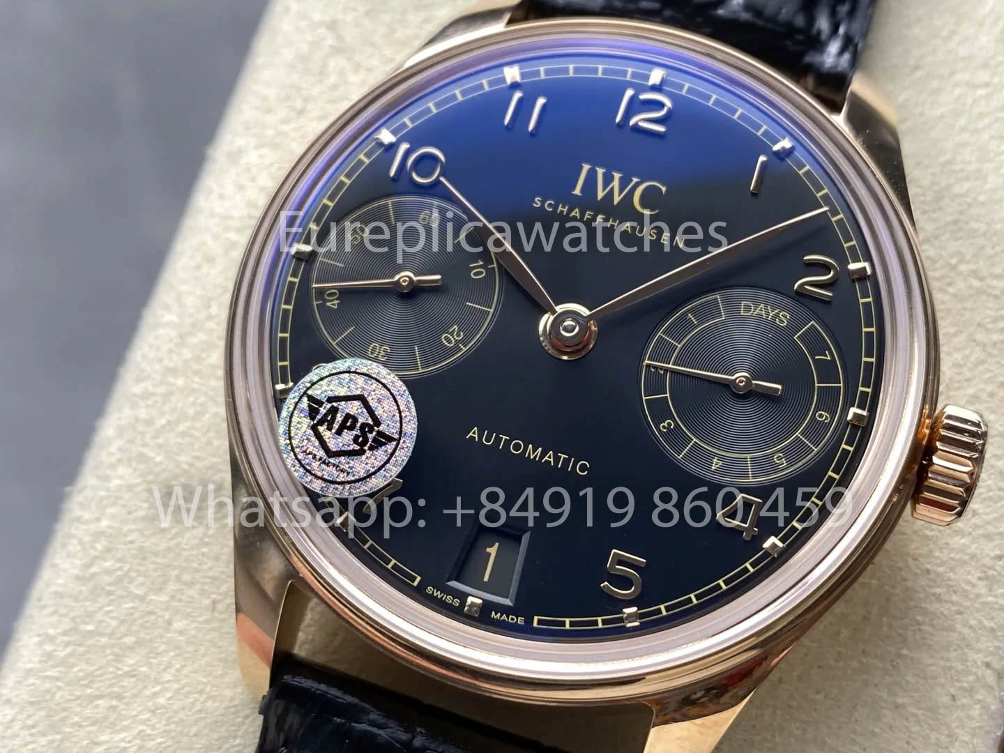IWC Português IW501707 APS Fabbrica 1:1 Melhor Relógio Clone quadrante nero Pelle cinturino