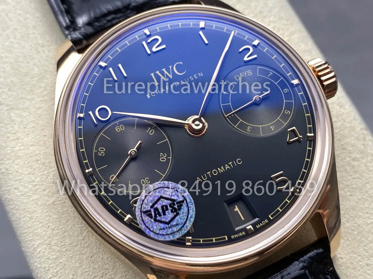 IWC Português IW501707 APS Fabbrica 1:1 Melhor Relógio Clone quadrante nero Pelle cinturino