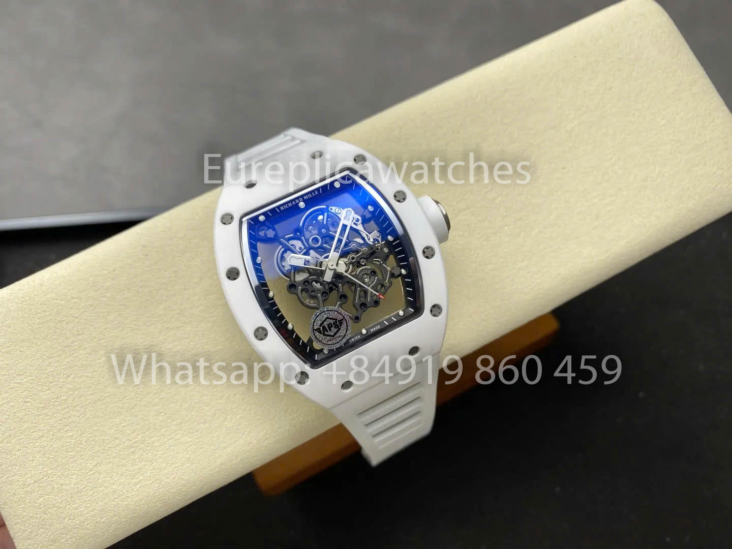 RICHARD MILLE RM055 Bianco ceramica Cassa 1:1 Best Clone APS Fabbrica Bianco cinturino