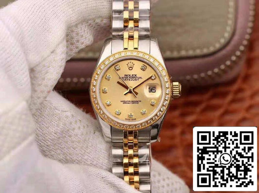 Rolex Lady Datejust 28MM 1:1 Best Edition Swiss NH05 movimento Plating 18K Gold Dial