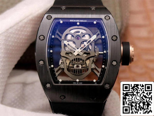 Richard Mille RM052-01 1:1 Best Edition ZF Fabbrica Black Ceramic Grey Skull Dial Swiss movimento
