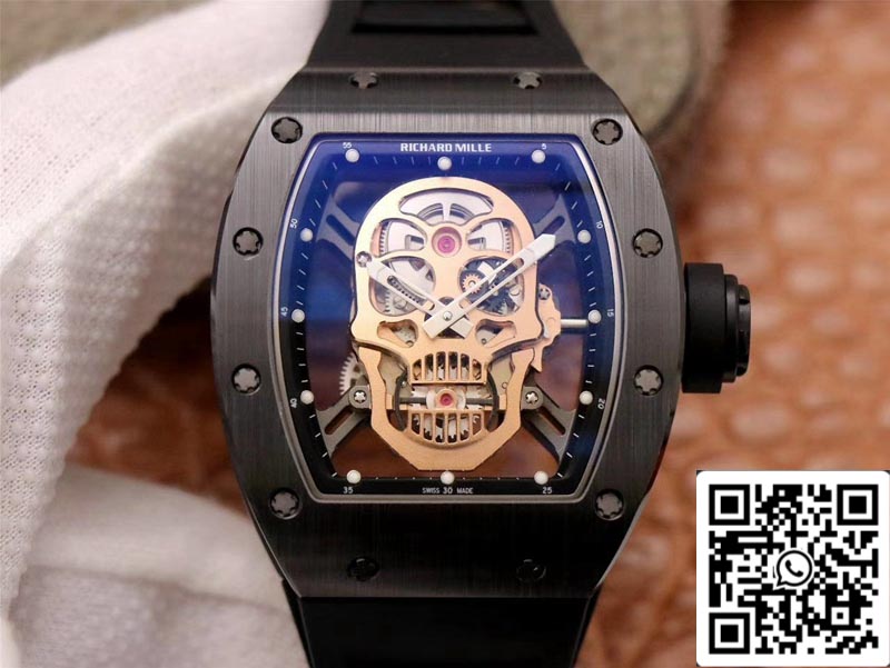 Richard Mille RM052-01 1:1 Best Edition ZF Fabbrica Rose Gold Skull Dial Swiss movimento