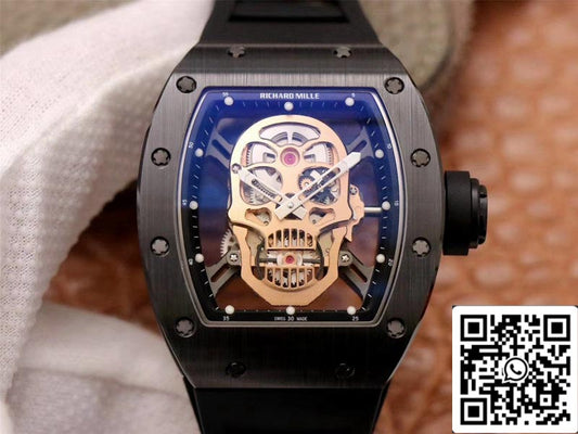 Richard Mille RM052-01 1:1 Best Edition ZF Fabbrica Rose Gold Skull Dial Swiss movimento