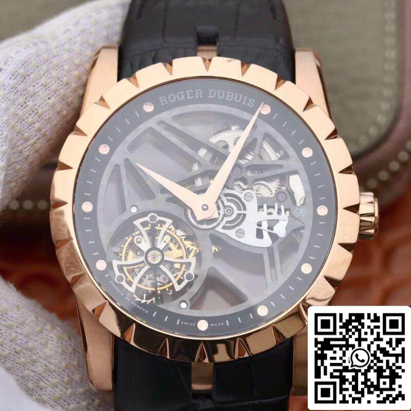 Roger Dubuis Excalibur RDDBEX0392 1:1 edizione migliore Swiss Tourbillon Black Leather cinturino