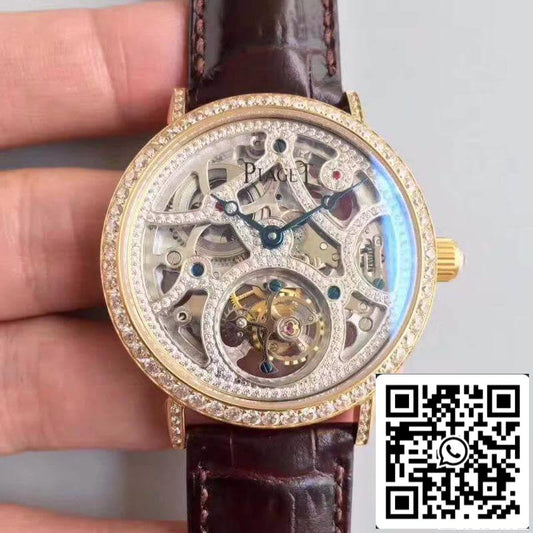Piaget High-grade Jewelry Mechanical Watches 1:1 Best Edition SWISS Tourbillon Crocodile Leather cinturino