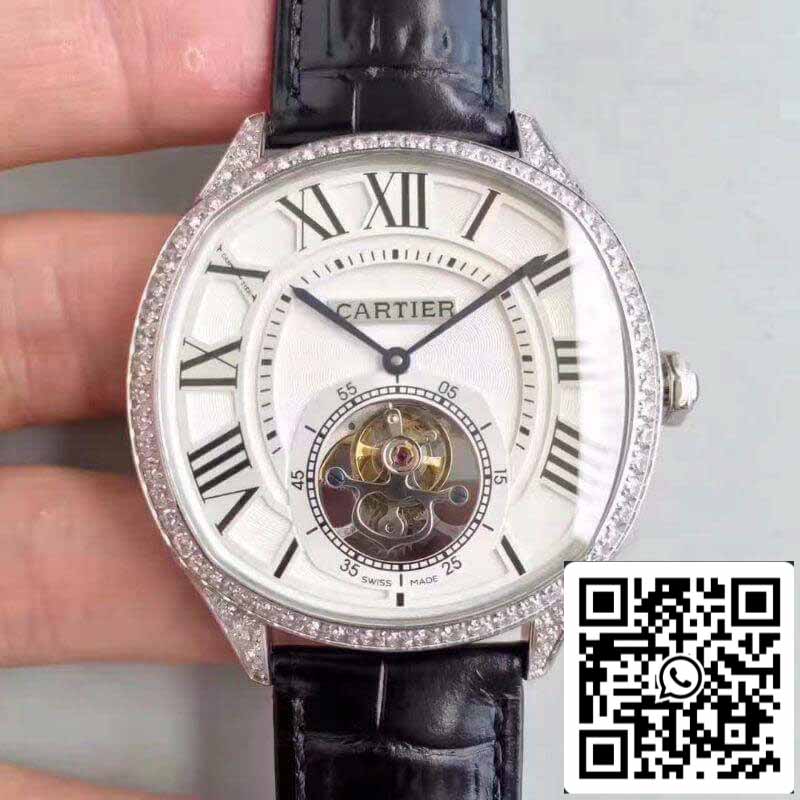 Drive De Cartier W4100013 Men Watches 1:1 Best Edition Swiss Tourbillon Black Leather cinturino