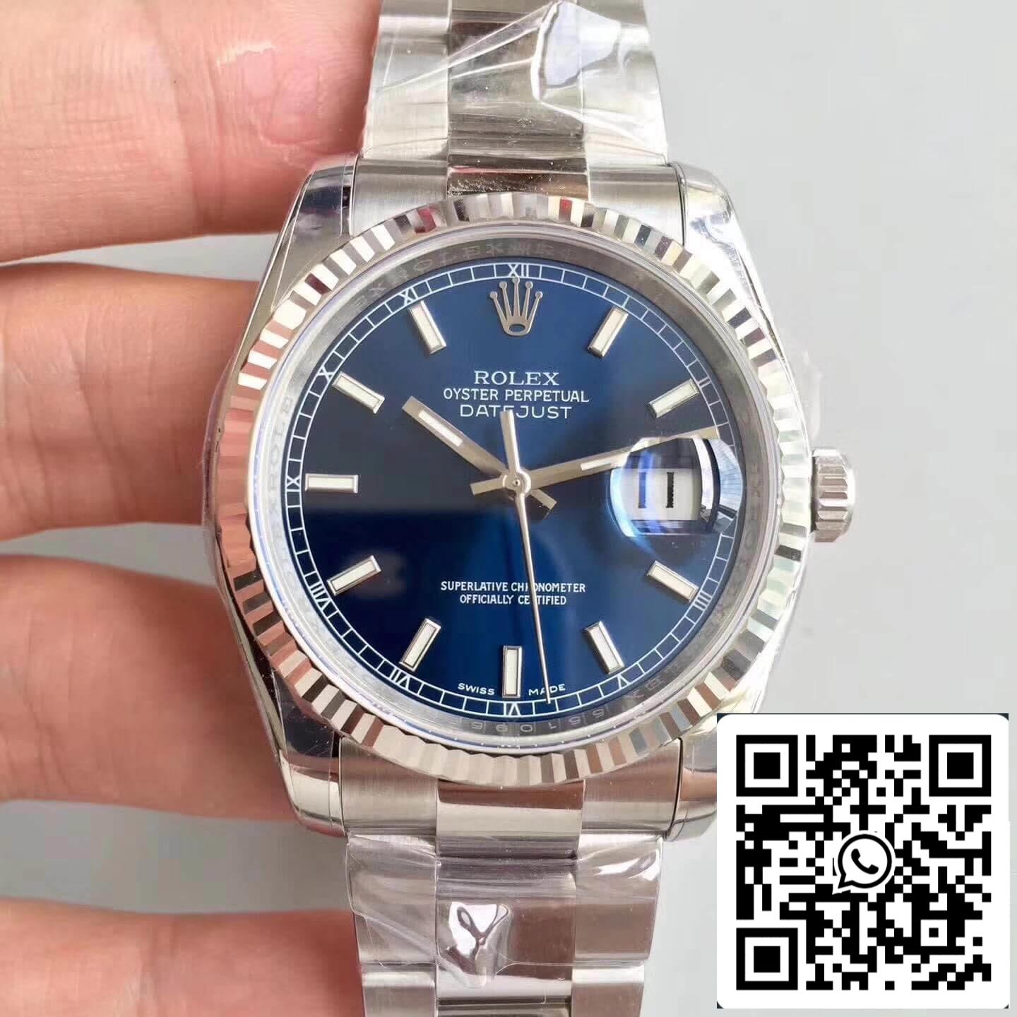 Rolex Datejust 36mm 116234 AR Fabbrica 1:1 edizione migliore Swiss ETA3135 quadrante blu Stick Marker