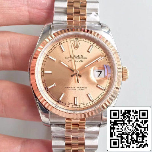 Rolex Datejust 36mm 116234 AR Fabbrica Mechanical Watches 1:1 edizione migliore Swiss ETA3135 Rosa Oro quadrante