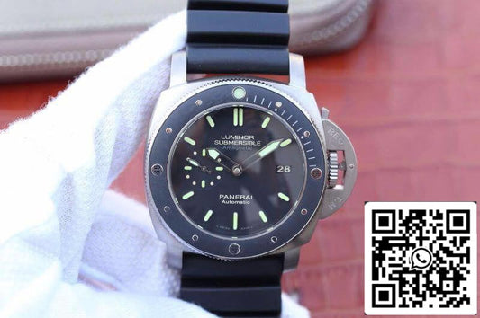 Panerai Luminor Submersible PAM389 VS Fabbrica 1:1 edizione migliore Swiss ETA P9000 Nero Gomma cinturino