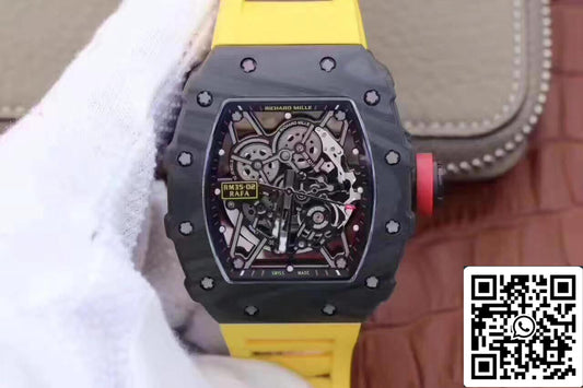 Richard Mille RM35-02 KV Fabbrica 1:1 Best Edition Swiss ETA8215 Yellow Rubber cinturino