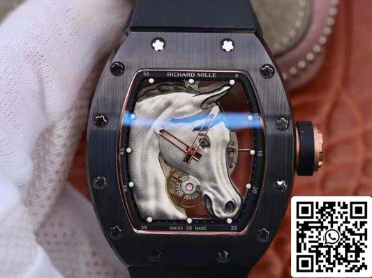 Richard Mille Polo Club Saint Tropez RM52-02 KV Fabbrica 1:1 Best Edition Swiss ETA8215 Silver Horse Dial