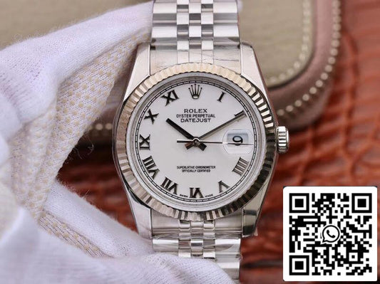 Rolex Datejust 116234 36mm AR Fabbrica 1:1 edizione migliore Swiss ETA3135 quadrante bianco