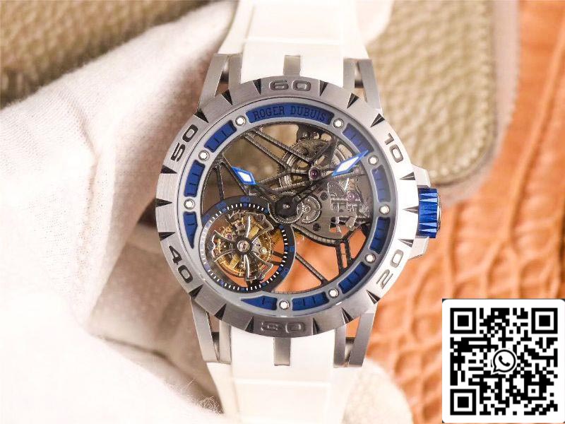 Roger Dubuis Excalibur RDDBEX0622 Tourbillon JB Fabbrica 1:1 edição melhor Blue Hollow Dial Swiss RD505SQ