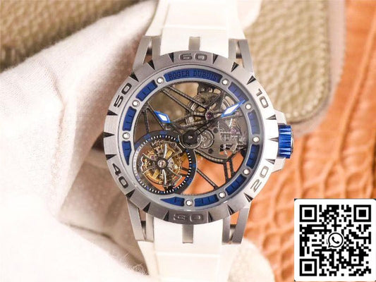 Roger Dubuis Excalibur RDDBEX0622 Tourbillon JB Fabbrica 1:1 edizione migliore Blue Hollow Dial Swiss RD505SQ