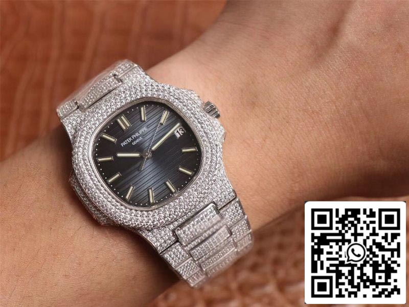 Patek Philippe Nautilus 5719-10G Silver Diamond 1:1 Best Edition R8 Fabbrica Gradient Grey Dial Swiss Cal.324 S‌ C