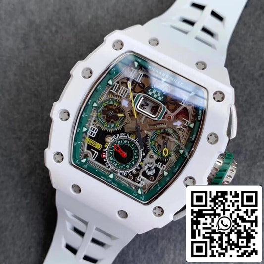 Richard Mille RM011-03 1:1 Best Edition KV Fabbrica White cinturino