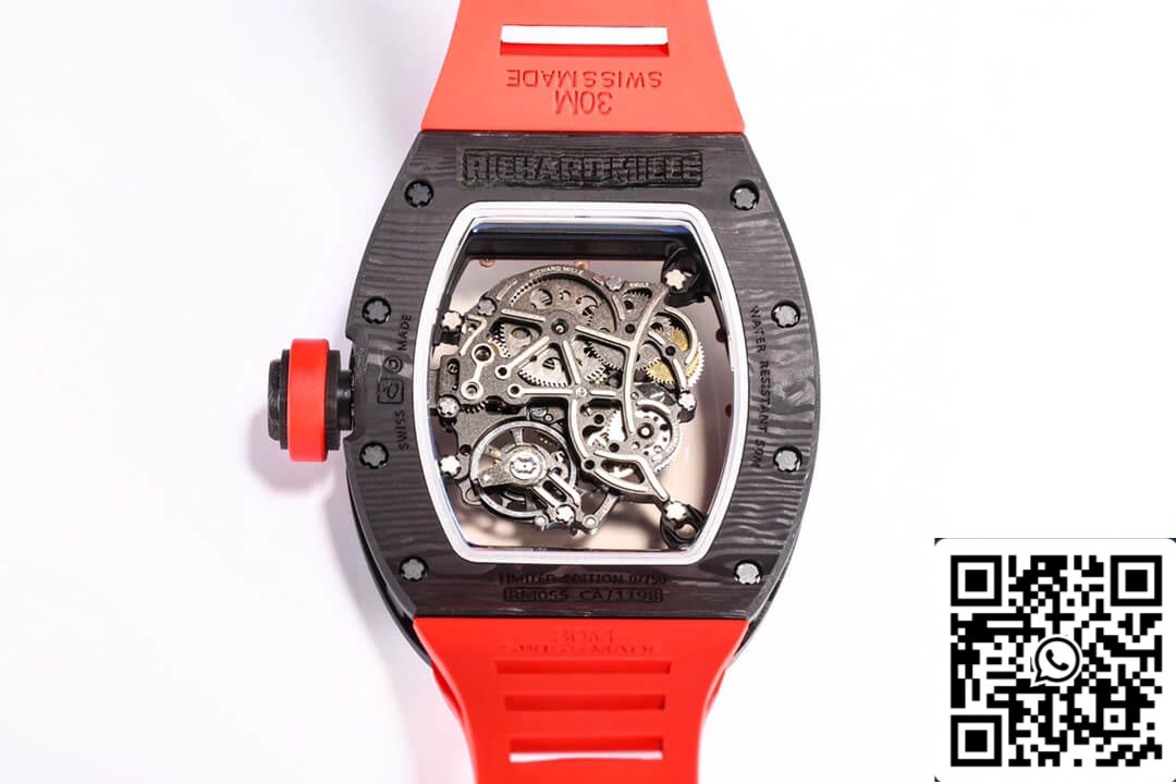 Richard Mille RM055 NTPT 1:1 edizione migliore BBR Fabbrica fibra di carbonio Red cinturino