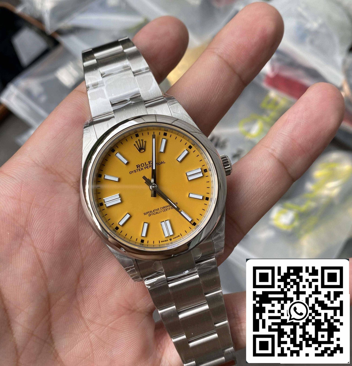 Rolex Oyster Perpetual 41MM M124300-0004 1:1 edizione migliore VS Fabbrica Yellow quadrante