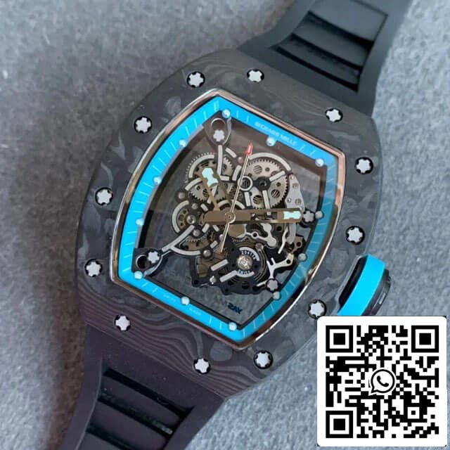 Richard Mille RM055 1:1 Best Edition KV Fabbrica V2 Esfera esqueleto de fibra de carbono