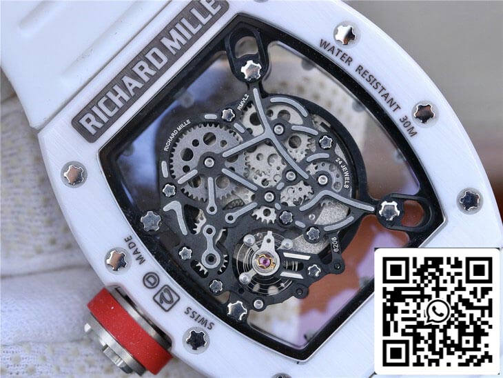Richard Mille RM055 1:1 Mejor Edición KV Fabbrica Cinturino de Goma Blanco