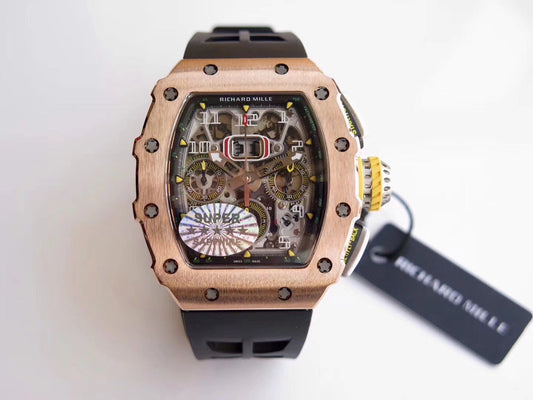 Richard Mille RM11-03 Rose gold 1:1 Best Edition KV KU+ Fabbrica Black cinturino