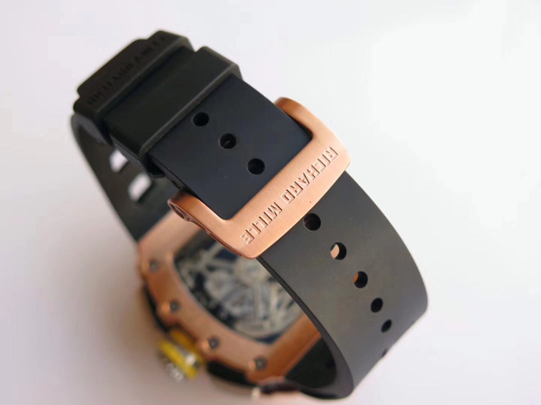 Richard Mille RM11-03 Ouro rosa 1:1 Best Edition KV KU+ Fabrica Cinturino preto
