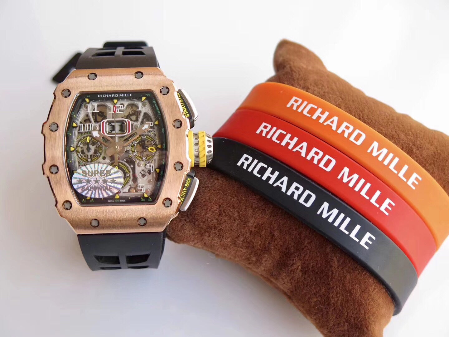 Richard Mille RM11-03 Ouro rosa 1:1 Best Edition KV KU+ Fabrica Cinturino preto