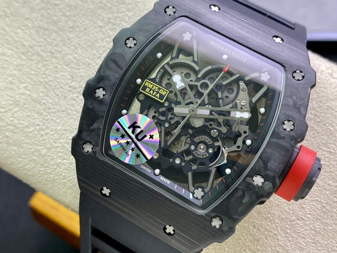 Richard Mille RM035-02 1:1 Best Edition KU Fabbrica Carbon Fiber Black cinturino