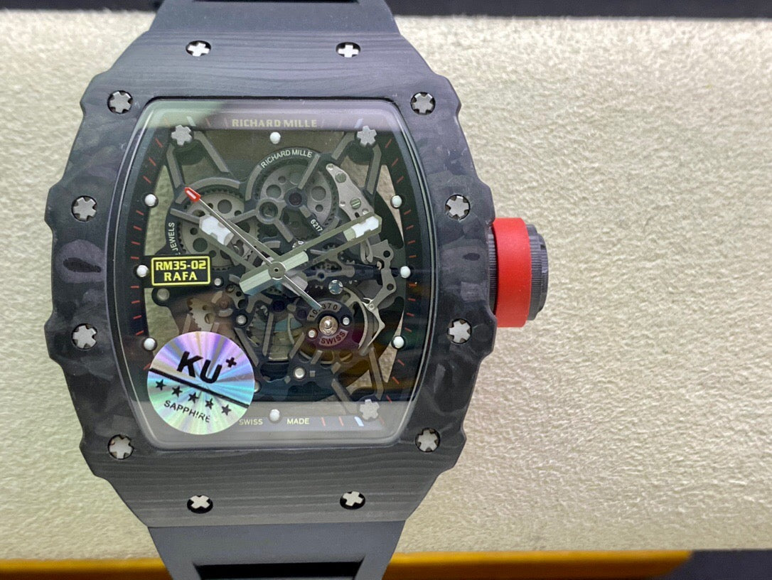 Richard Mille RM035-02 1:1 Best Edition KU Fabbrica Carbon Fiber Black cinturino