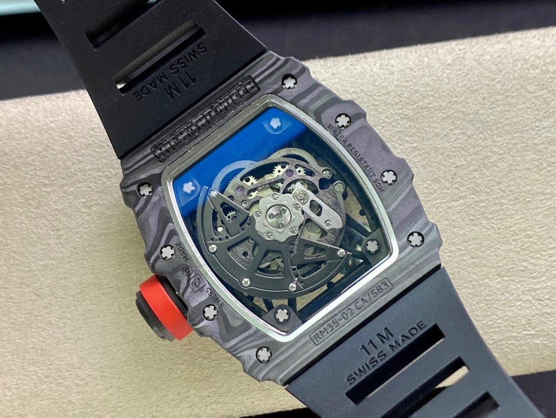 Richard Mille RM035-02 1:1 Best Edition KU Fabbrica Carbon Fiber Black cinturino