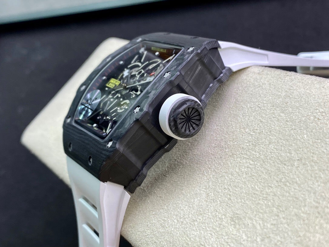 Richard Mille RM035-02 1:1 Best Edition KU Fabbrica Carbon Fiber White cinturino